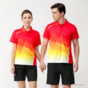 Quick-drying breathable Men's and women's children's summer badminton suit with collar competition sports suit parent-child tennis suit table tennis suit