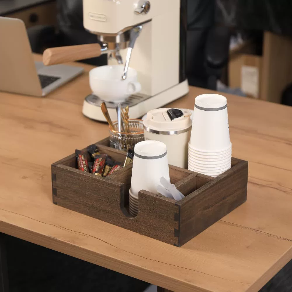 Отель Ресторан деревянный стеллаж для хранения бумажных стаканчиков магазин чая с молоком одноразовый держатель для бумажных стаканчиков ящик для хранения крышки чашки из цельного дерева