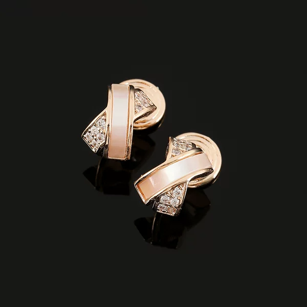 Eh1652 Dong Jie Little Fragrance Shell Cross Earrings Non-Pierced Mosquito Coil Ear Clips Commuter Zircon Stud Earrings