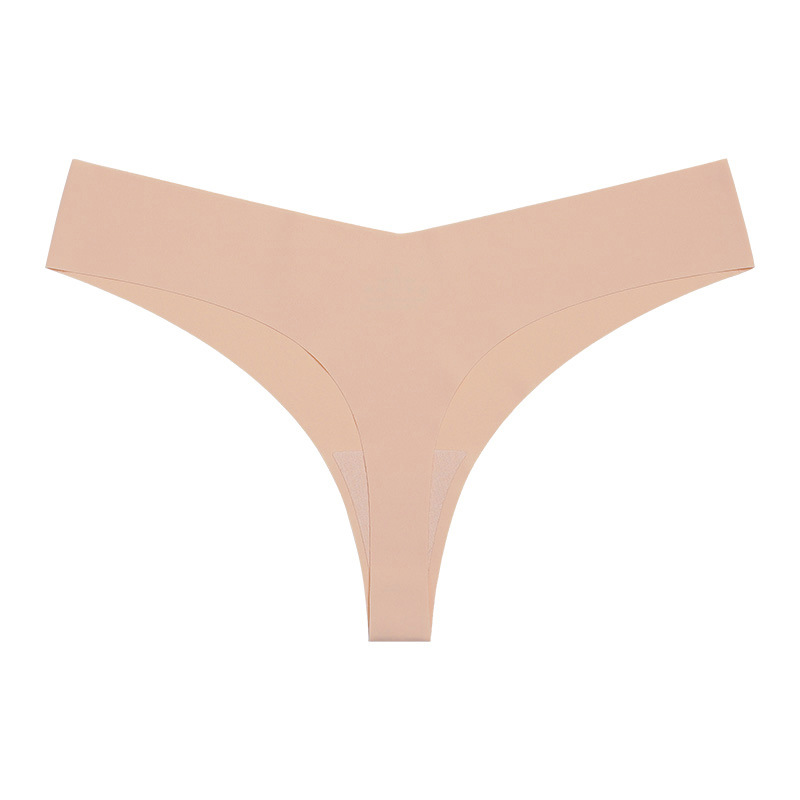 Ropa interior tipo tanga de estilo europeo y americano para mujer, sin costuras, sexy, de seda helada, bragas invisibles de cintura baja para deporte, yoga y fitness.