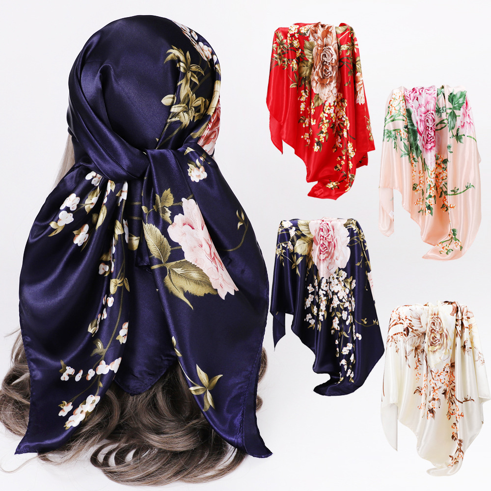42g Weight Silk Scarf Classification Women's Lady Flower Satin Printing Silk Scarf