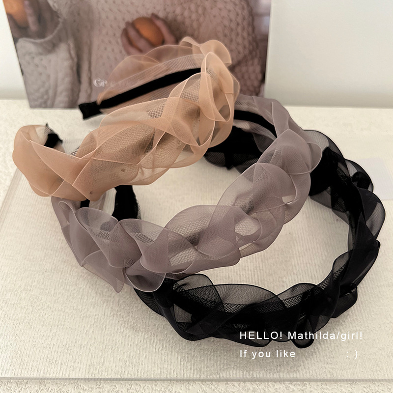 Corea del Sur Dongdaemun primavera nueva super super super malla banda de cabello para las mujeres en línea 2022 nueva sensación de tocado tarjeta de cabello