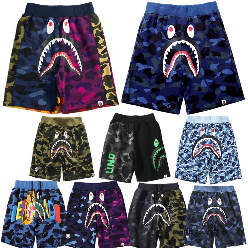 Shark Head Camouflage 3D Printed Shorts Trendy Brand Shark Summer Cross-border New Men's Shorts Couple Japanese Style Trendy Brand