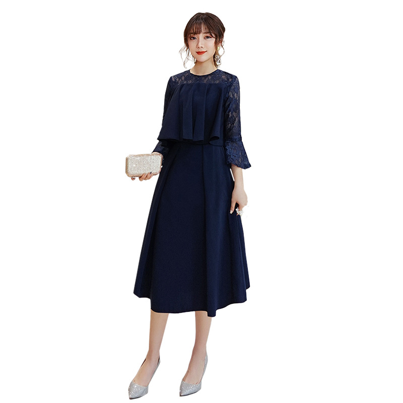 Vestido de Noche Elegante de Longitud Media, Estilo Nuevo de Invierno 2026, Venta al Por Mayor del Fabricante, Vestido Entallado de Longitud Media para Eventos Sociales