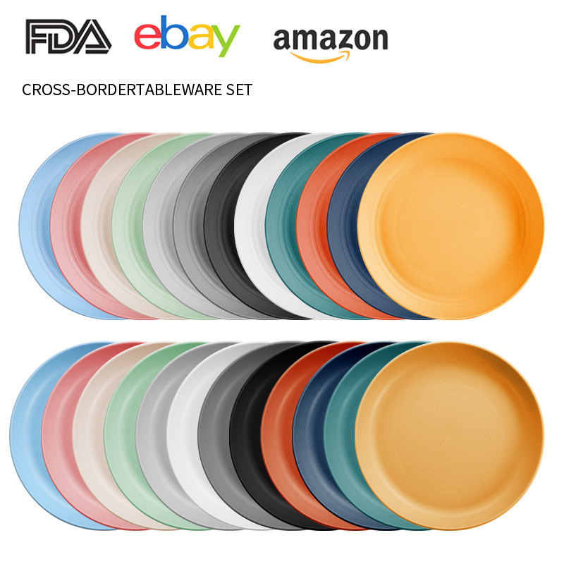 Factory direct wheat straw plate hotel dish fruit plate home Nordic salad plate plastic pp plate
