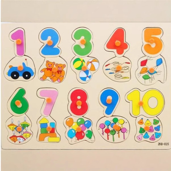 Wooden digital cognitive toy