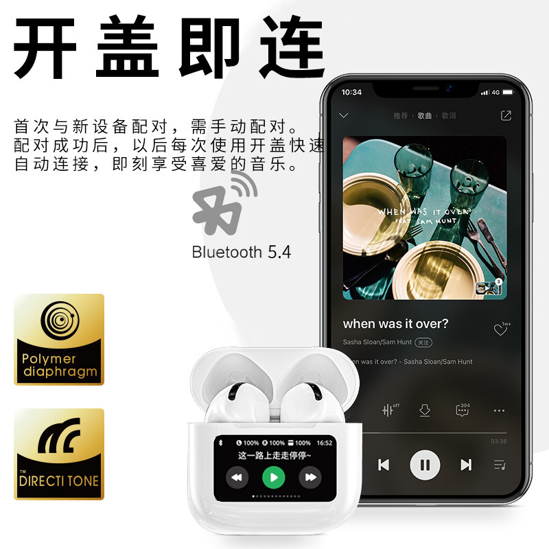 新製品カラースクリーンA12pro bluetoothイヤホンタッチスクリーンENC通話ノイズ低減多機能ディスプレイ無線イヤホン|undefined