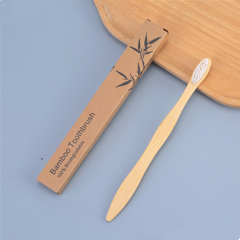Cepillo de dientes y set de cepillos de dientes para hotel, cerdas suaves de carbón de bambú, desechables, mango de calabaza, cerdas duras, bolsa de papel de bambú, caja de papel, ecológico