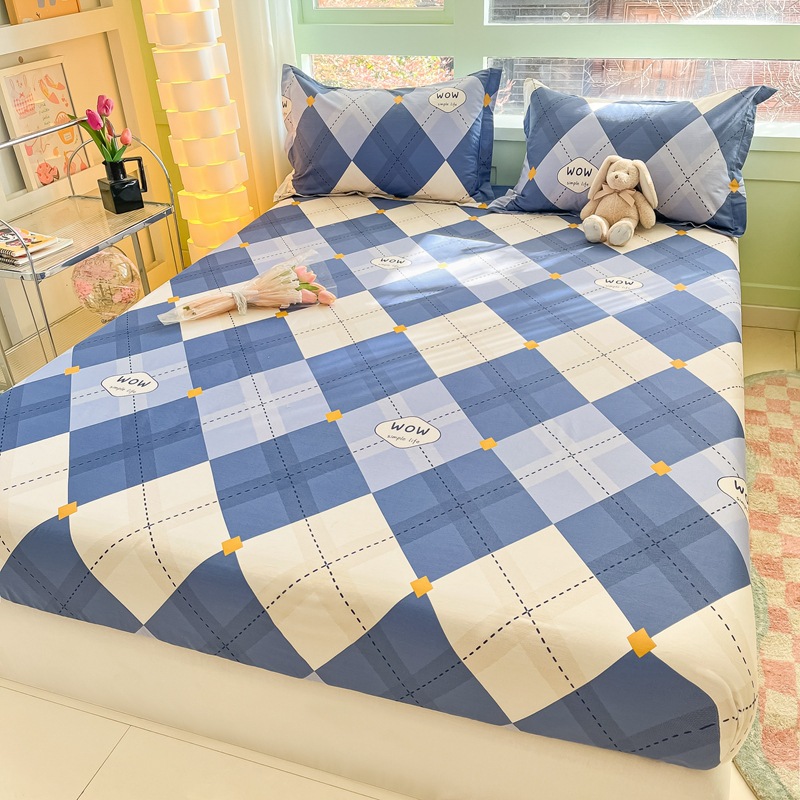 Sombrilla de cama de algodón pieza individual 100 algodón dormitorio de estudiantes colchón individual funda protectora funda de cama funda de almohada juego de tres piezas 2