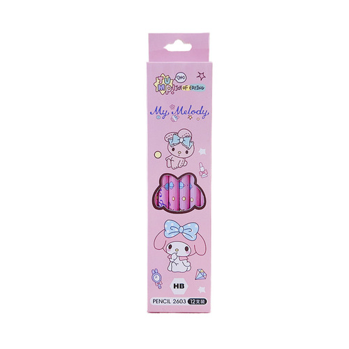 Cute Pet Cartoon Family Monochrome Wood HB Writing Pencil Set of 12 for Primary School Students Calligraphy Pencil Stationery