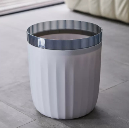 Cubo de basura para el hogar, sala de estar, cocina, cubo simple de gran capacidad para dormitorio, cesta de papel sin tapa para oficina, alta apariencia con anillo de presión