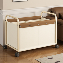 家用置物架书包零食分区收纳架可移动布艺中古小推车玩具收纳箱子