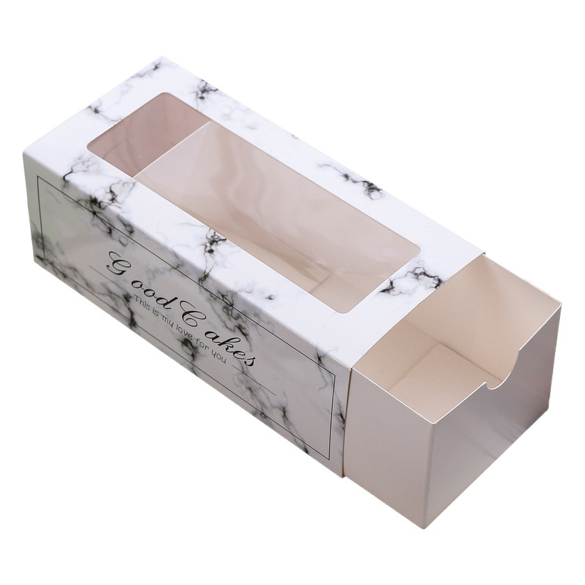 Rollo de toalla de pastel caja de postre caja de pastelería de impresión en color blanco cajón de cartón para hornear caja de embalaje de la tienda de alimentos