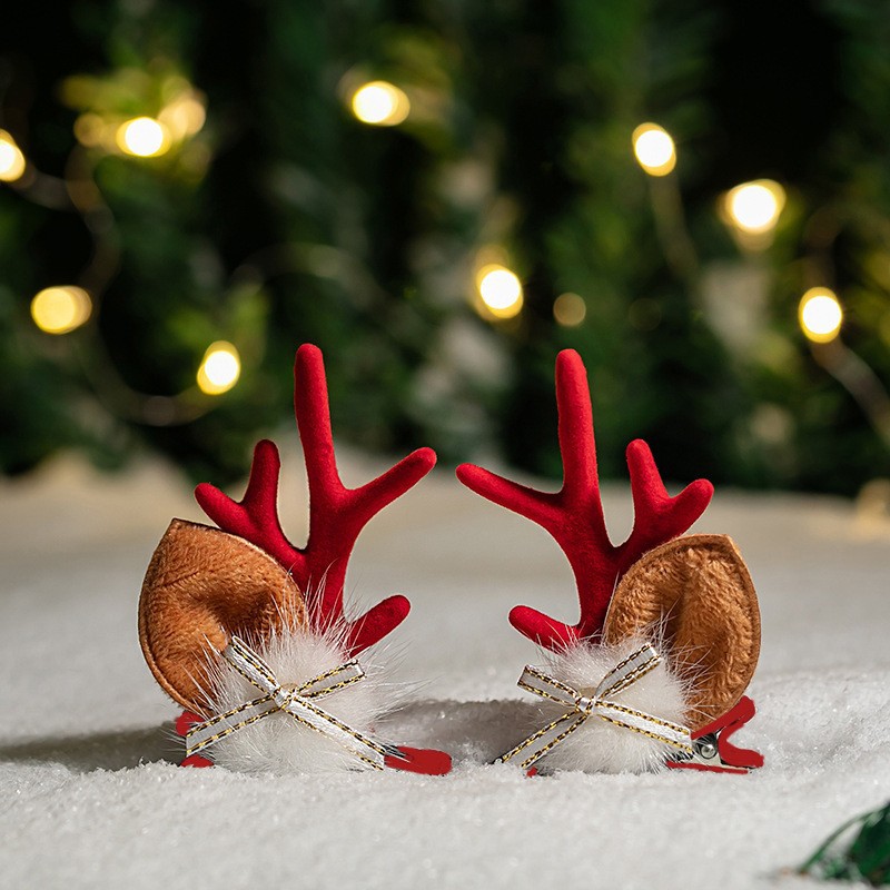 Adorable cabello de Navidad corno de ciervo cinco estrellas cabeza de banda de cabello de Navidad para niños corpos de cabello de decoración accesorios clipes de cabello
