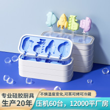 新款雪糕模具硅胶做圆形家用自制奶酪食品级冻冰糕带盖子冰盒模定