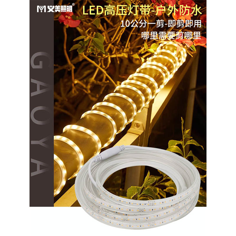 户外插电款AC220V灯条防水软灯带嵌入式柔性套管线性灯氛围灯带