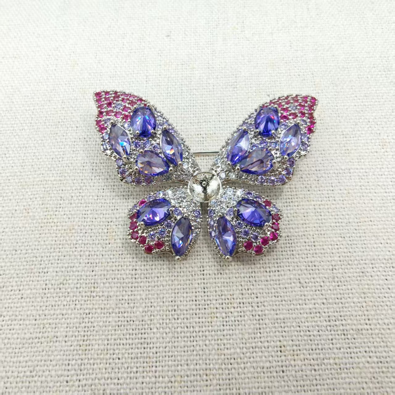 Broche DIY accesorios de cobre zircón mariposa broche de decoración broche de abrigo semiacabado
