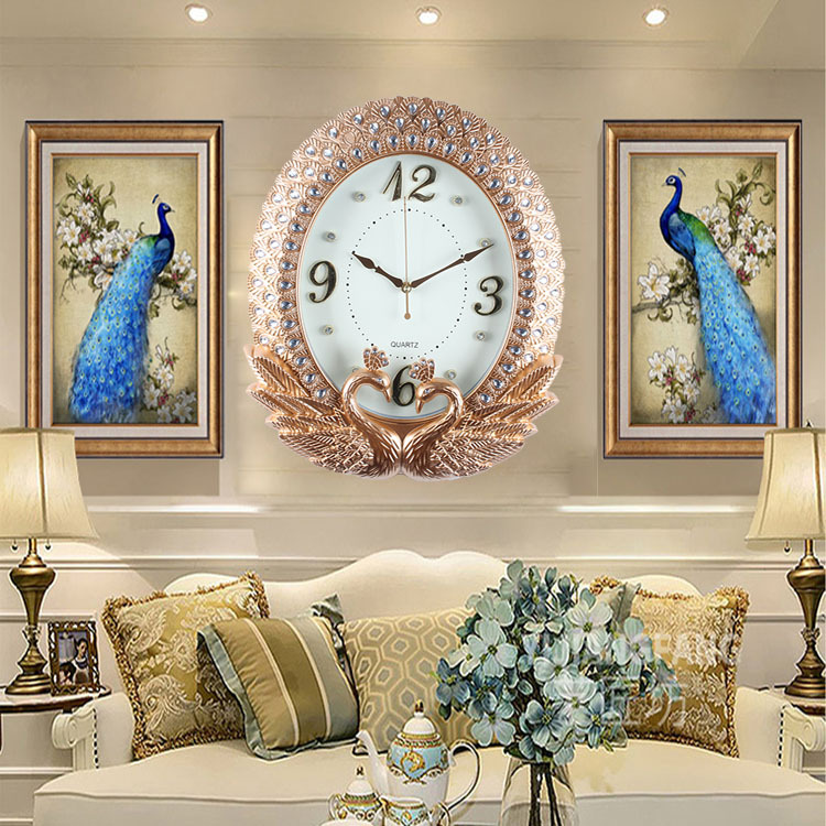 Reloj de pared de estilo europeo Peacock sala de estar reloj de arte creativo moda silenciosa relojes de pared nórdicos relojes de pared domésticos al por mayor
