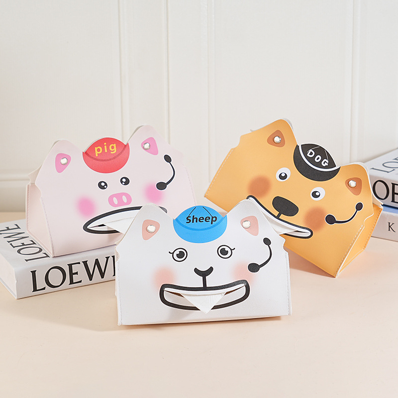 Original divertido de dibujos animados lindo caja de pañuelos caja de dibujo de cuero dormitorio doméstico multifuncional exquisita caja de almacenamiento de personalidad