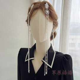 蒙古族合金长流苏发夹耳环套装旗袍配饰婚礼新娘结婚饰品头饰