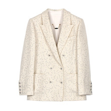 欧货时尚白色简约高级感小香风西装中长款外套上衣潮25169