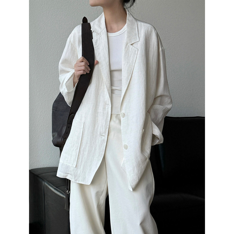 Lou Fu Summer New Paris Commuter Old Qian Feng Tencel Linen Suit Loose Profile Slim-fit Sunscreen Jacket Women