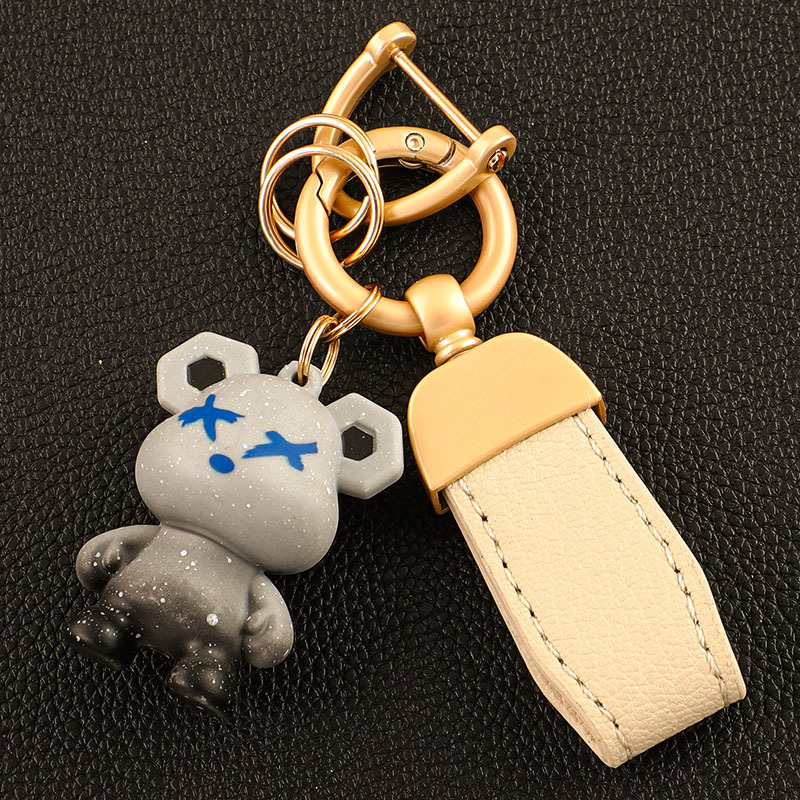 Llavero de coche transfronterizo osito INS macaron color violento llavero colgante bolso colgante llave