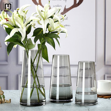 LR轻奢 T型北欧玻璃花瓶简约透明水养插花水培百合花插干花客厅摆