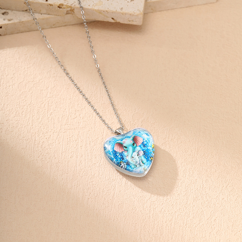 Yunjin transfronteriza Venta caliente moda europea y americana en forma de corazón colgante de cristal simple lindo gato serie collar de mujer