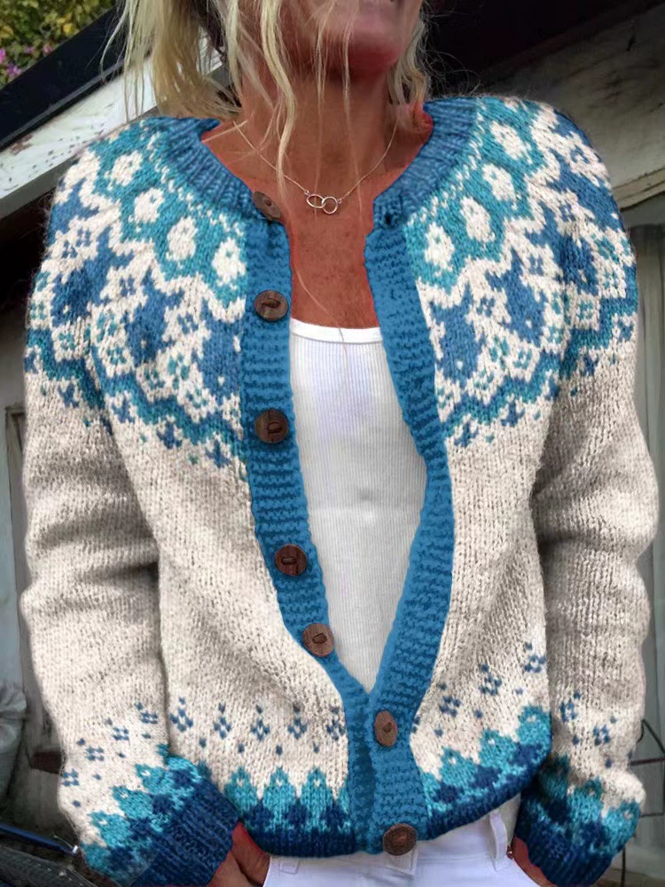 Этно- knitted sweater, cardigan, jacket, city style, European style, ethnic style, wish
