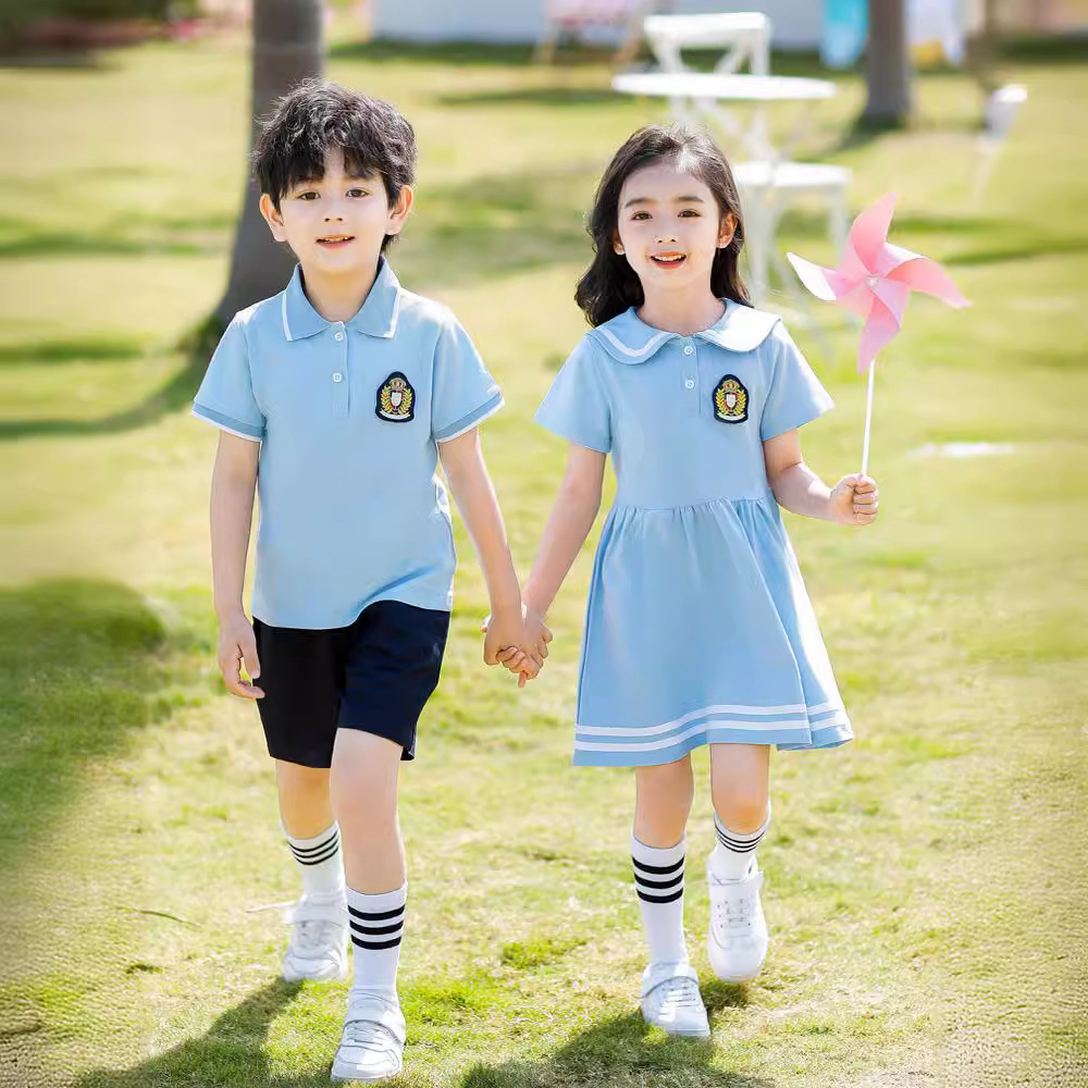 Preschool summer uniform set, primary school uniform set, graduation dress, summer British style dress, children's class uniform