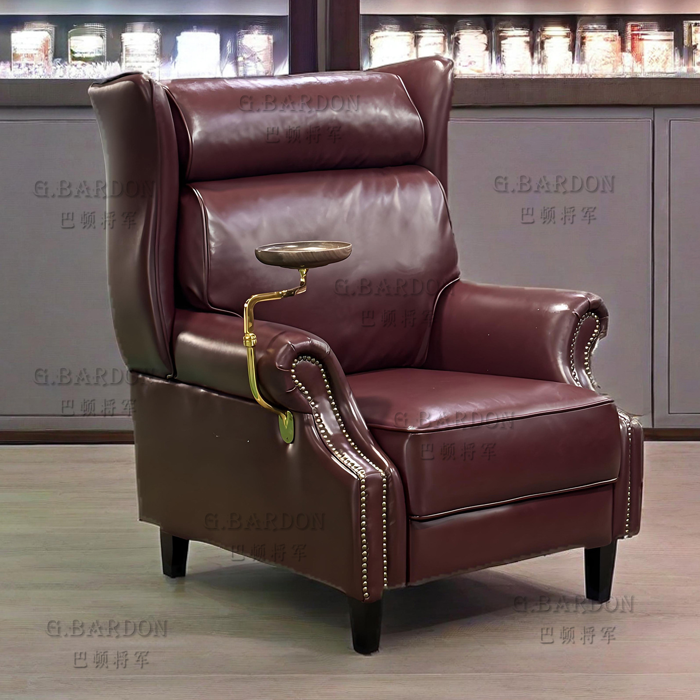 Cigar Chair American High-Back Leather Leisure Chair Living Room Tiger Chair Bar Club Guest Room Single Chair Master Chair
