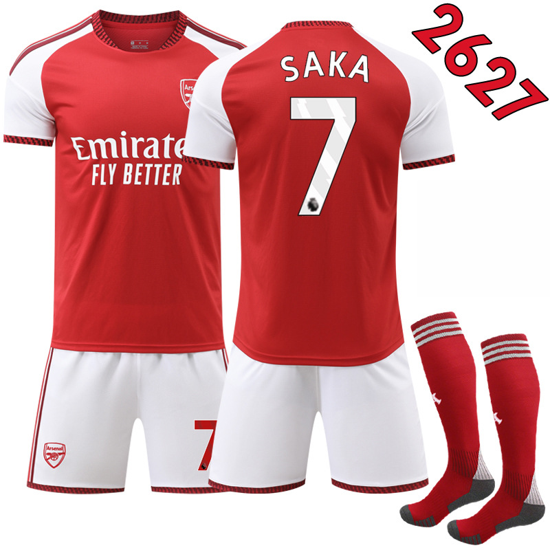 2627 No. 7 Saka jersey, No. 8 Odegaard, No. 41 Rice jersey, Arsenal home club football uniform set