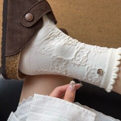 Hello Kitty袜子女花边堆堆袜卡通Kitty吊坠日系可爱春秋季中筒袜