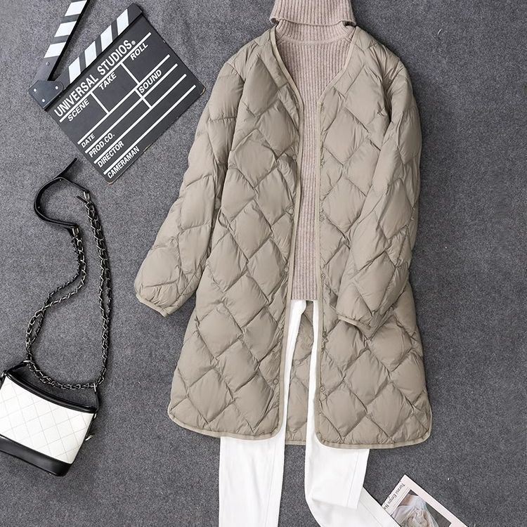 Casual, Fashionable, Light down Jacket, Casual Elegant down New Liner Women's Mid-Length Outwear Autumn and Winter Outwear