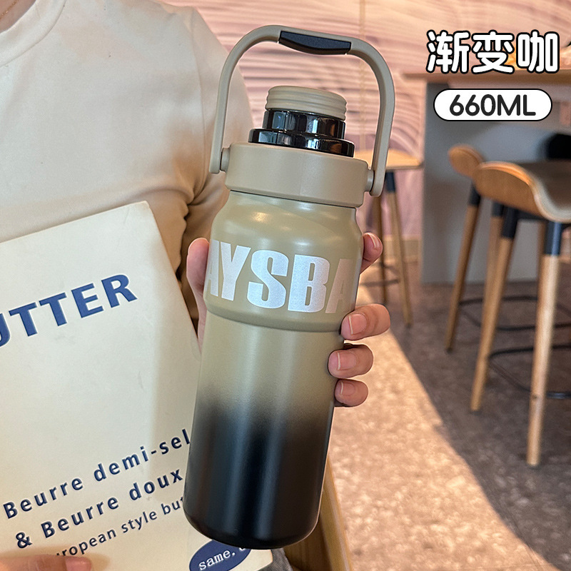 クロスボーダースポーツ断熱ステンレス鋼グラデーションカラー屋外ウォーターボトル屋外ハンドル付きポータブルスポーツ断熱ケトル|undefined