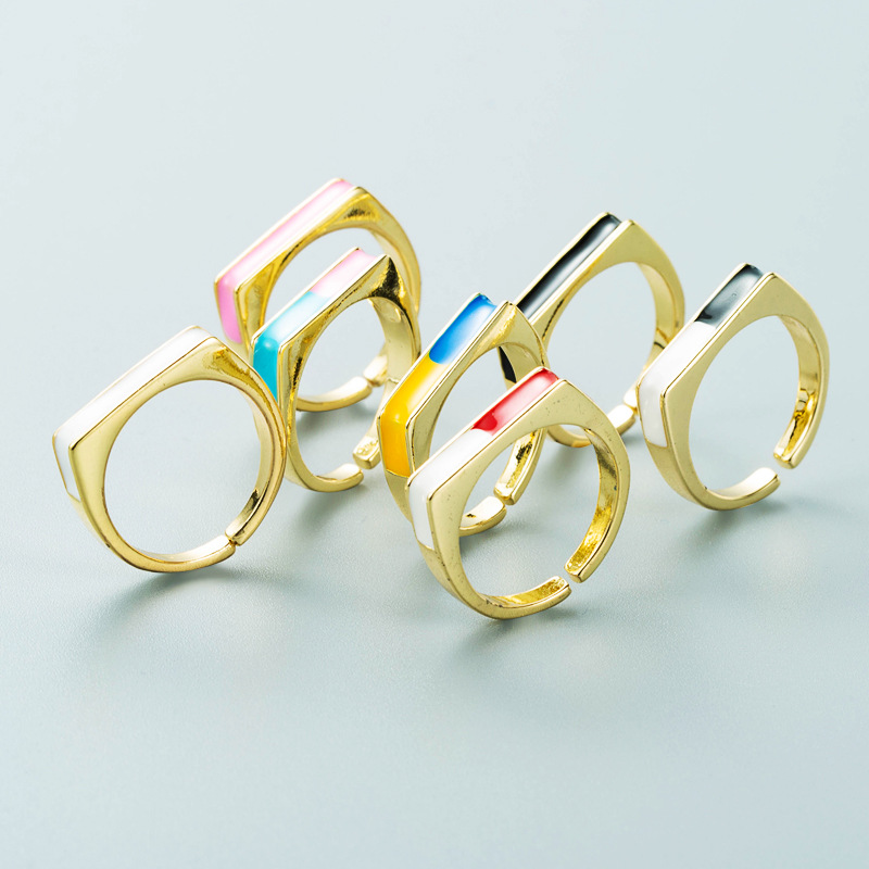 Simple Flat U-shaped Color Copper Gold-plated Ring Wholesale Nihaojewelry display picture 3