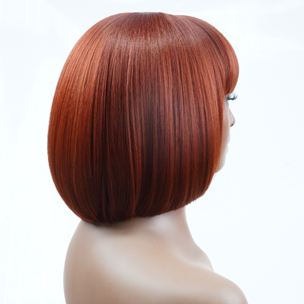 Perruque synthétique casque cheveux courts raides fibre chimique haute_voghion.com