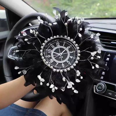 Anti-slip mat: car decoration mat car supplies - crystal-bead-black-feather-cushion