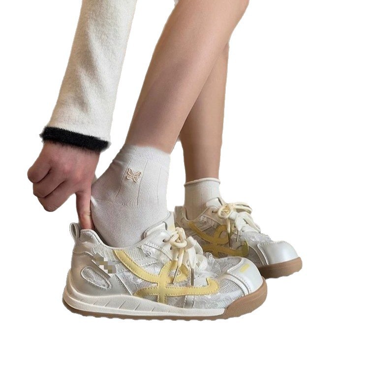 Nuevos zapatos de malla de encaje de verano zapatos deportivos casuales de mujer transpirables delgados zapatos blancos con falda zapatos de mujer con suela gruesa image 6