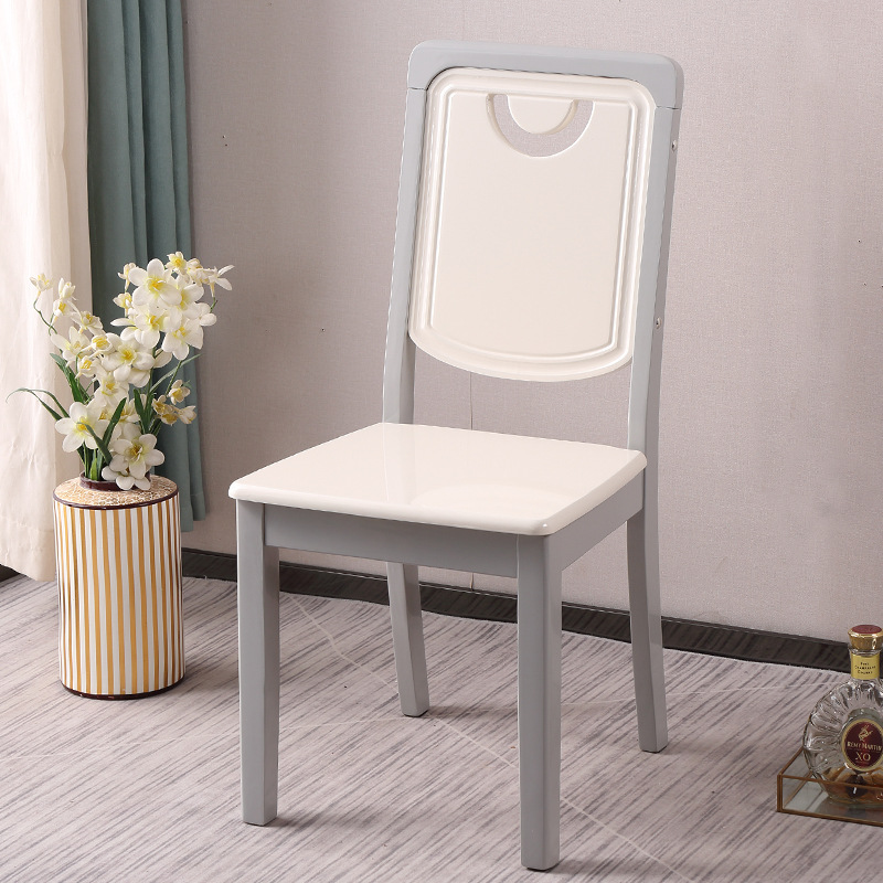 批發實木餐椅家用簡約現代靠背椅白色全實木中式木質餐廳酒店書桌