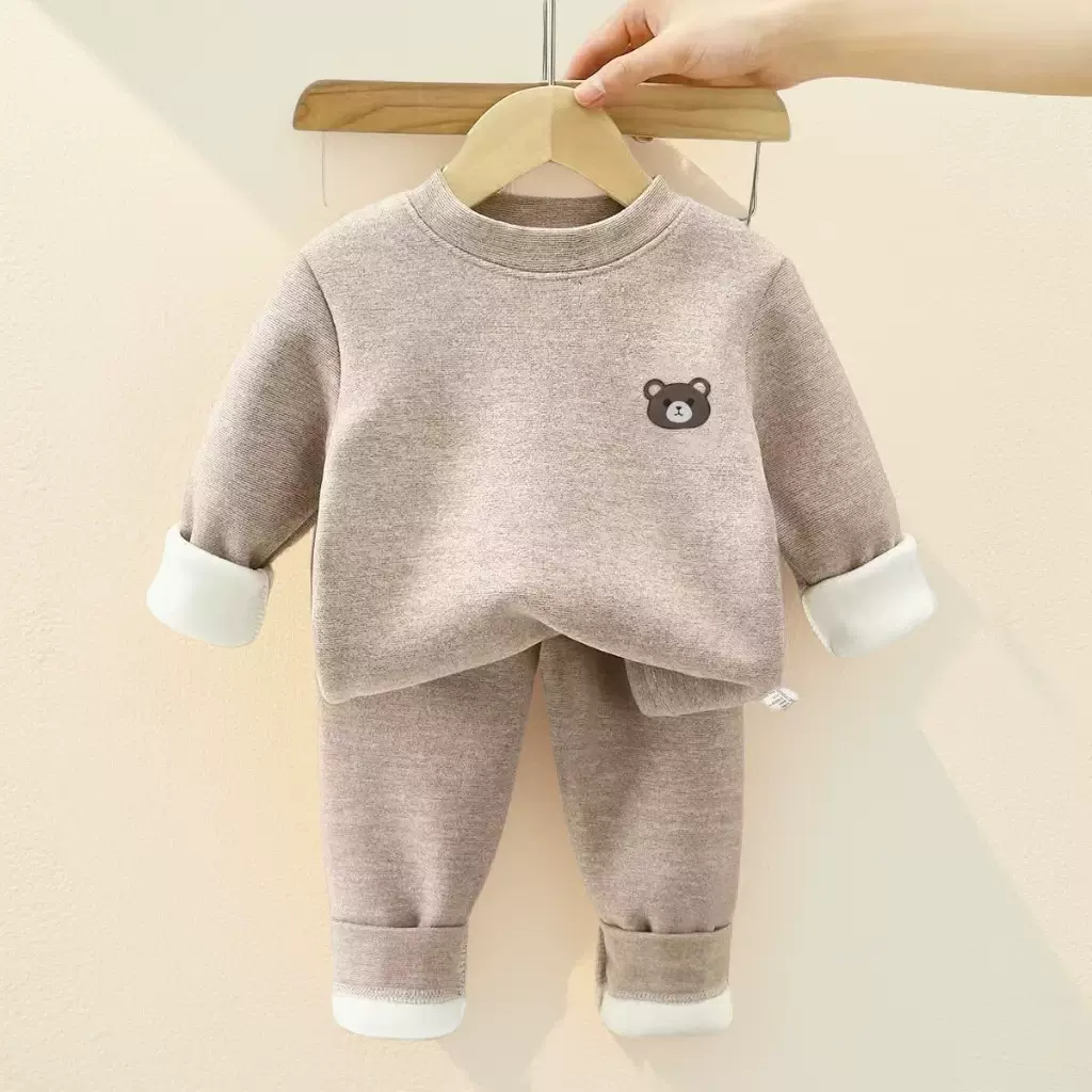 儿童保暖套装加绒加厚秋冬新款宝宝打底内衣中童秋衣秋裤小童套装