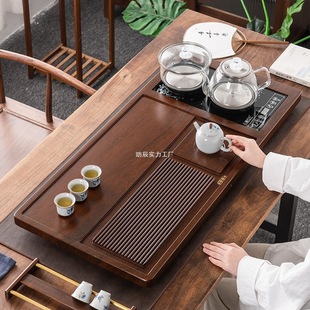 Ebony Tea Tray New Fully Automatic Tea Set Household Solid Wood Kung Fu Tea Table Large Tea Sea Induction Cooker Integrated