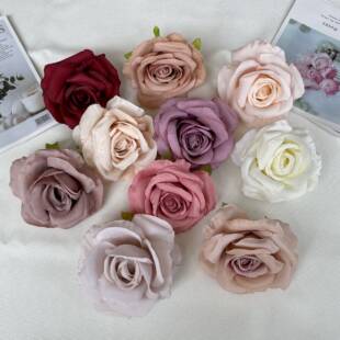 Crescent Rose head Simulation Flower Wedding DIY Fake Flower Decoration Flower Powder Road Quotes Flower Manufacturer wholesale