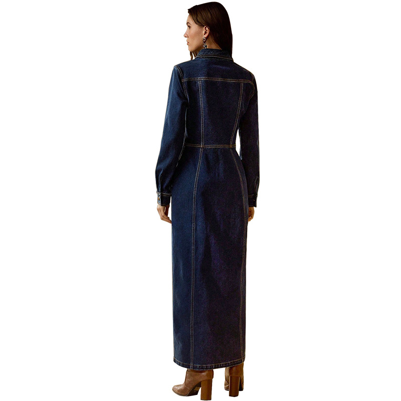 Elegant Women's Long Sleeve Button-down Maxi Dress Casual Boho Chic_voghion.com
