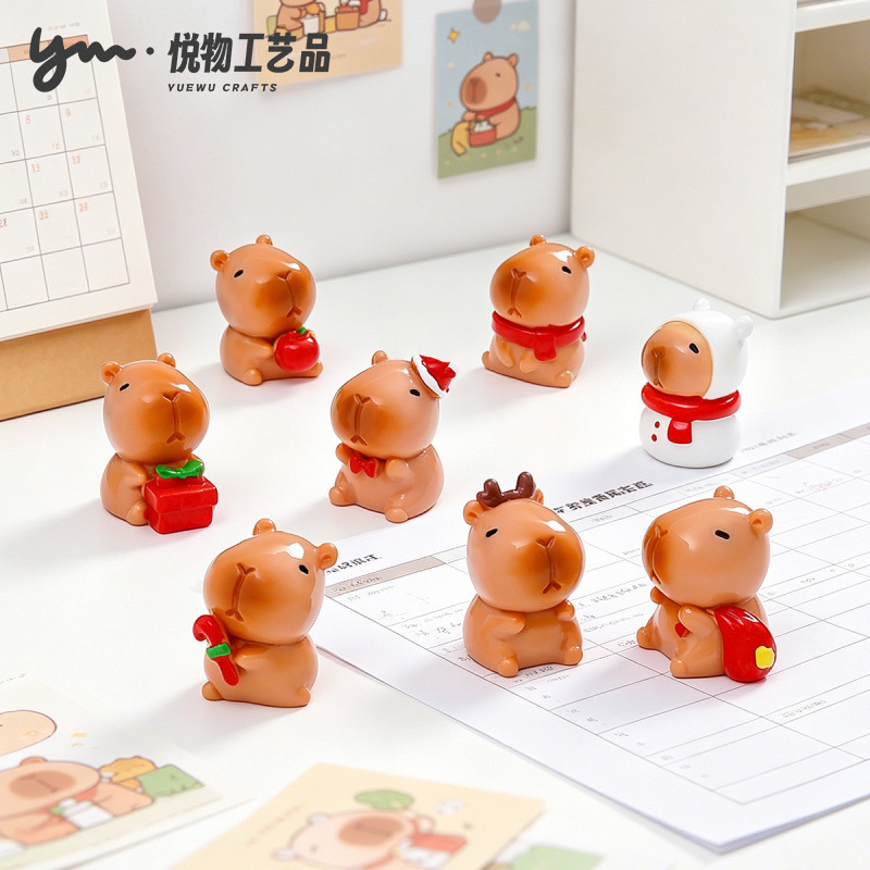 Cute Christmas Gift Capybara Plush Toy DIY Decoration Accessories Car Desktop Small Ornaments Cute Christmas Gift Capybara Plush Toy DIY Decoration Accessories Car Desktop Small Ornaments