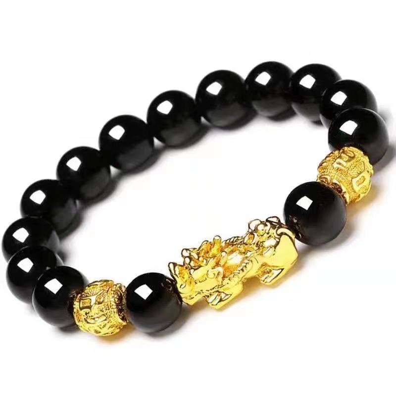 Pixiu Heart Sutra Bead Obsidian