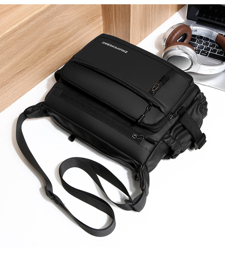 Cross-border men's single-shoulder bag, multi-layer large-capacity crossbody bag, fashionable and lightweight motorcycle bag, travel water-resistant small backpack undefined