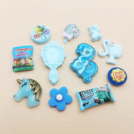 日韩跨境蓝色创意主题系列树脂配件 手机壳冰箱贴手工DIY装饰配件