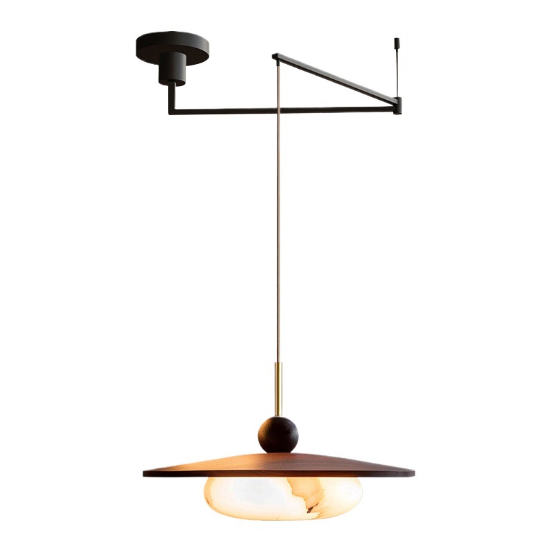 Wabi-Jifeng Mesa de comedor antigua de mediana edad Lámparas de cambio creativo Tronco de mármol Vidrio Restaurante Rocker Araña de arte Premium